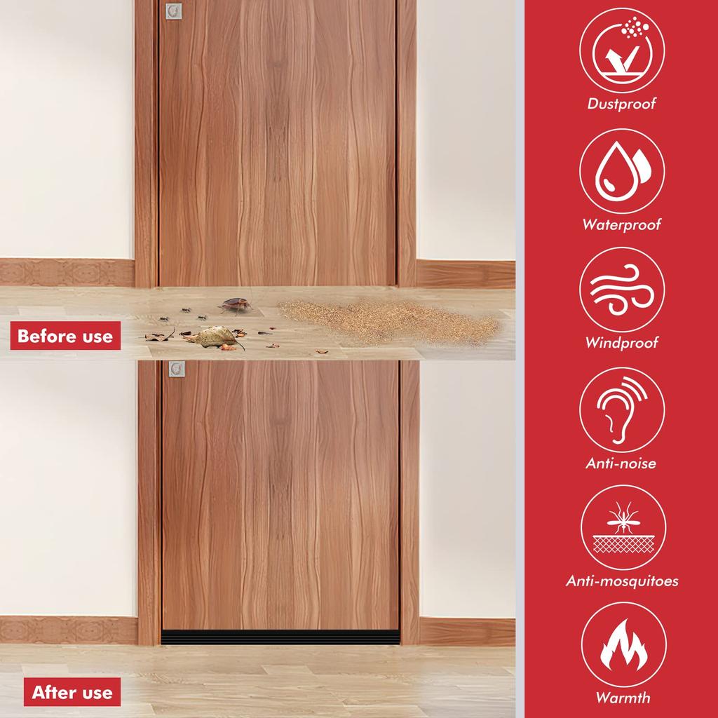 2 шт. в упаковке ограничитель сквозняка двери Дверной проем для наружных и внутренних дверей Нижнее уплотнение двери Пыле- и шумоизоляция Устранение атмосферных воздействий Изолятор защиты от сквозняка