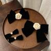 Vintage Black Big Large Velvet Bow Hair Clip For Women Girls Wedding Hairpins