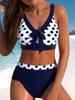 Women's Beachwear Polka Dot Printed Ladies Tankini Swimwear Swimsuit Two Piece Bikini Set Beachwear S-6XL