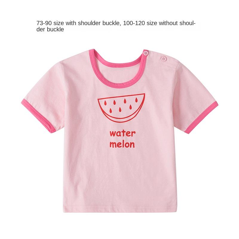 Футболка из чистого хлопка с короткими рукавами для маленьких девочек. Летний тонкий топ с половиной рукавов для маленьких и средних детей 0–5 лет. Летняя одежда.