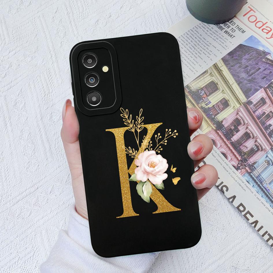 Чехол для Samsung Galaxy A03 A13 A14 A31 A50 A51 A52 A54 A71, жидкий силиконовый чехол с цветочными буквами, мягкий чехол для Samsung Galaxy Phone, чехлы-бамперы