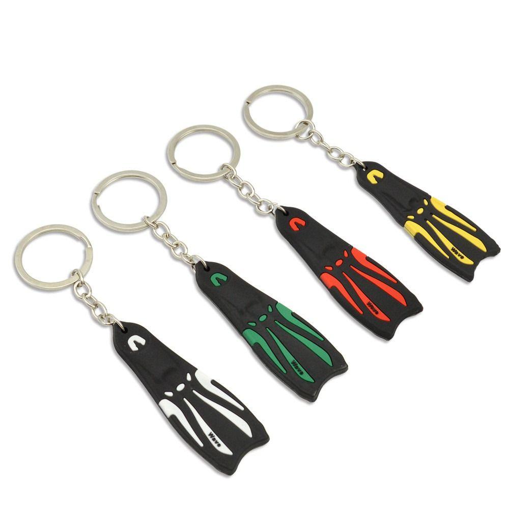 Key Holder Diving Fin Key Chain Silicone Steel Diving Keyring Flippers Key Chain Diving Lovers