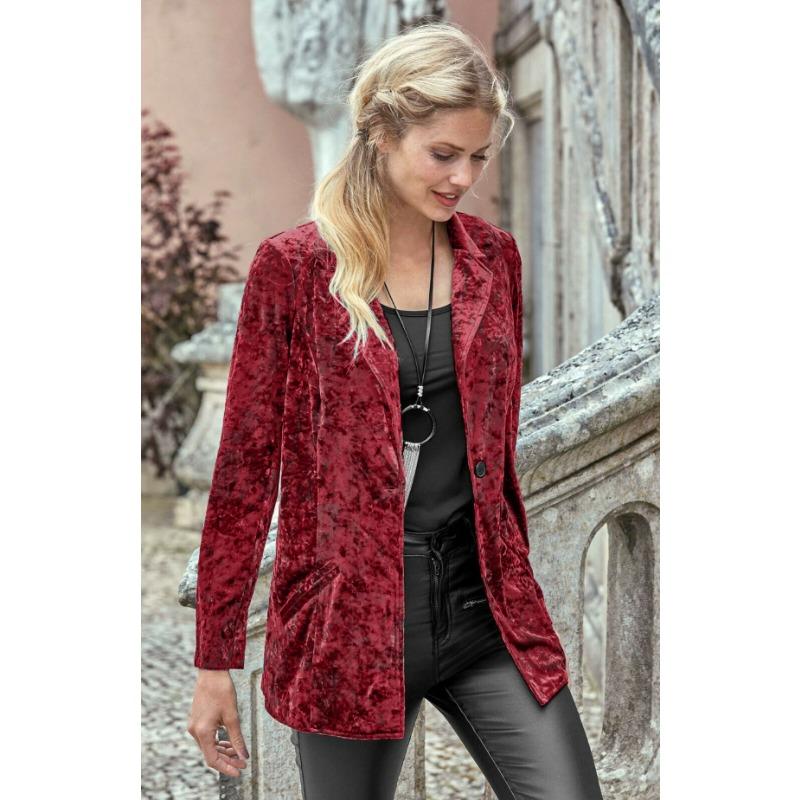 Весна Осень Блейзер Костюм Женский Одно Пуговица Повседневный Бархатный Костюм Куртка для Женщин Пальто