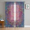 Indian Boho Paisley Texture Chiffon Sheer Curtains for Living Room Bedroom Home Decoration Window Voiles Tulle Drapes Curtain