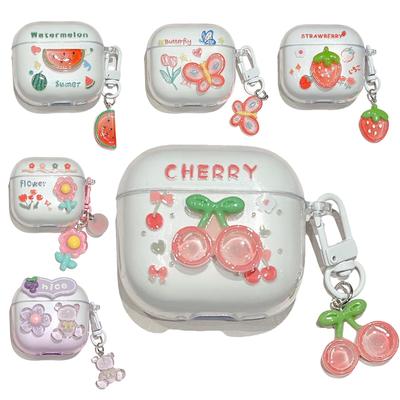 Беспроводные Bluetooth-наушники, симпатичный чехол с фруктовой подвеской для AirPods 4, Redmi Buds 5 Pro, Samsung Buds Live2, защитный чехол от царапин и ударов