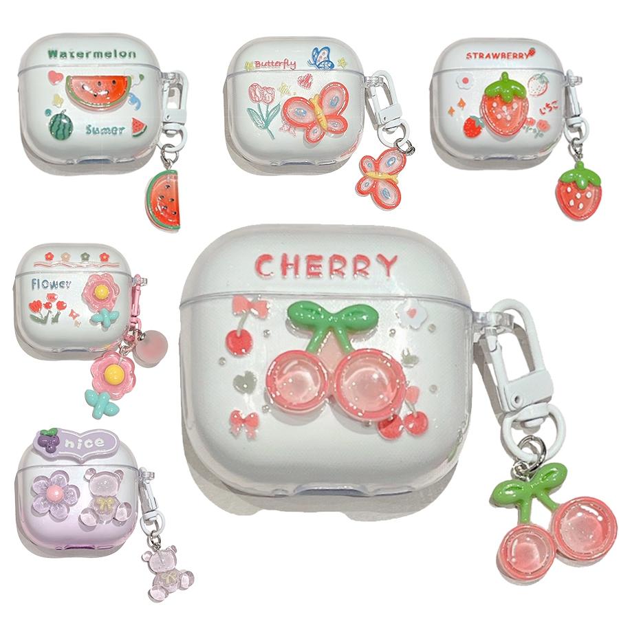 Wireless Bluetooth Earbuds Cute Fruit Pendant Case for AirPods 4 Redmi Buds 5 Pro Samsung Buds Live2 Anti-Scratch and Shockproof Protective Cover