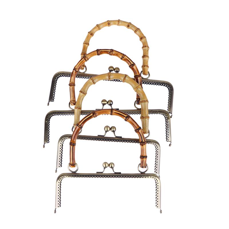 1 шт., винтажный металлический кошелек, рамка, застежка-поцелуй, замок с бамбуковой ручкой, ювелирные застежки, швейные застежки, принадлежности для изготовления кошелька