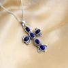 Lapis Lazuli Cross Pendant With Chain Pure 925 Sterling Silver Jewelry
