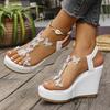 Rhinestone Butterfly Wedge Sandals for Women Transparent Pvc High Heel Platform Sandals Woman Summer Fashion Crystal Beach Shoes