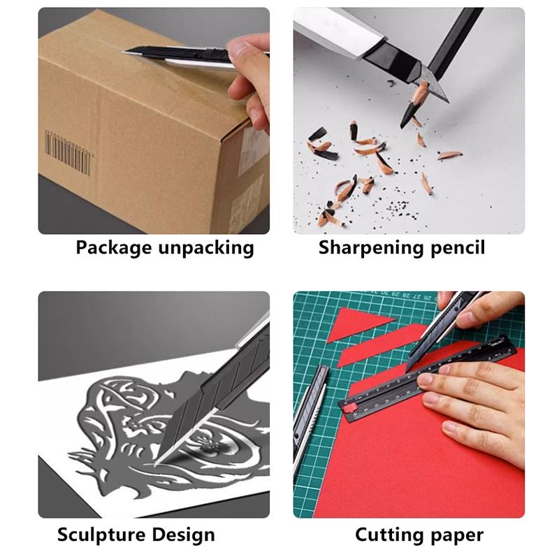 Канцелярский нож, металлический, 30°, небольшой резак для бумаги, самоблокирующийся, для распаковки, режущий инструмент, художественные принадлежности, лезвие 9 мм