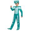 Halloween Blue & Green Minecraft Steve Costume for Kids, Stage Game Performance Outfit