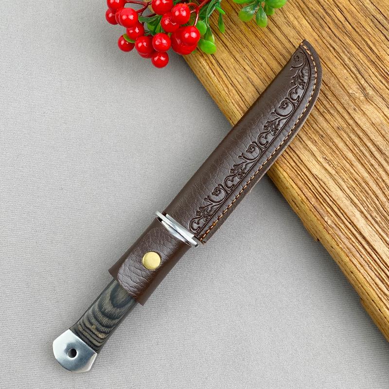 1 шт. Портативный кухонный нож с деревянной ручкой и ножнами для приготовления пищи на открытом воздухе и походов, многоцелевой нож для резки мяса и барбекю