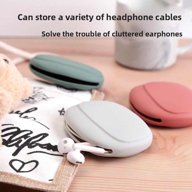 Silicone Earphone Storage Box Portable Cable Organizer for Headphones and Wires Modern Minimalist Design 1L Capacity Green, Gray, Pink Options