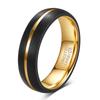 Black Gold 6MM Tungsten Steel Ring Titanium Wedding Band Unisex Fashion Jewelry