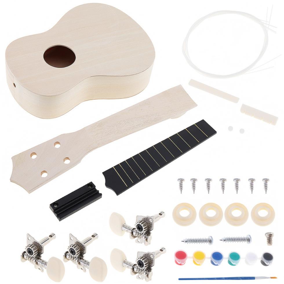21 Inch Ukulele DIY Kit Basswood Soprano Hawaii Guitar Handwork Painting for Parents-child Campaign