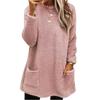 Women Loose Fleece Sweatshirt Coats Autumn Winter O-Neck Pocket Long Sleeve Pullover Sweatshirt Tops Long Sleeve with Pockets