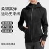 Spring Tops, Running Slim Slim Jacket, Yoga Clothes, Fitness Hooded Turtleneck Sweater, Sports Jacket Women