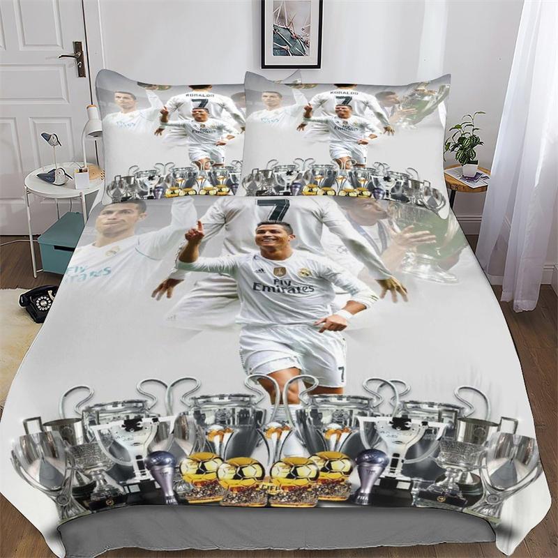 Комплект пододеяльников 2/3 шт. Звезда футбола Роналду Идол 3D-принт Покрывало для подростков Детей Мальчиков Девочек Мягкое постельное белье с молнией