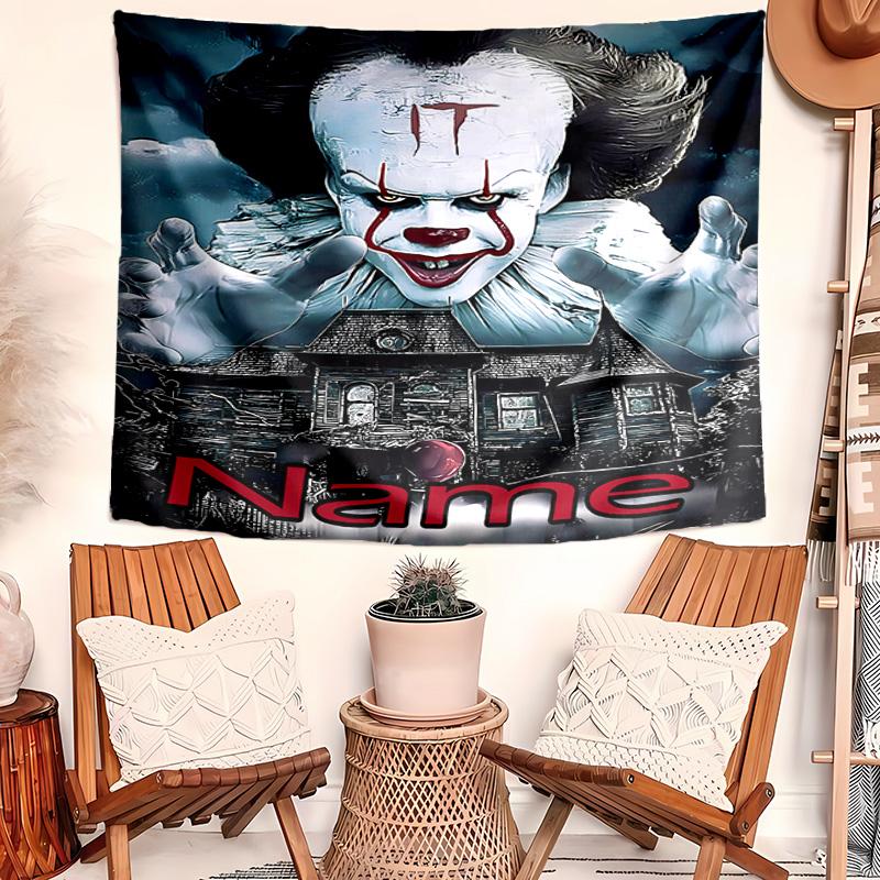 Personalized Pennywise the Dancing Clown Background Tapestry,Custom Name Birthday Party,Multifunctional Wall Decoration for Home Decor,Various Occasio
