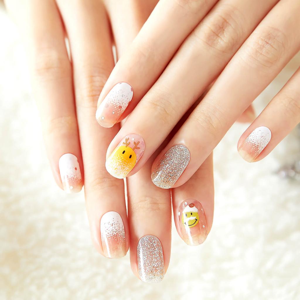 Милые пастельные наклейки для ногтей 24 шт. | Полоски для прессования, Дизайны с кроликом, медведем и звездой, Легко снимаются