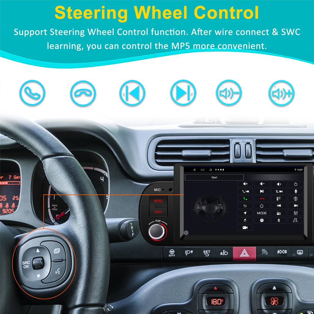 Автомобильное радио мультимедиа для Fiat Panda 2013-2020 Android Видео Стерео Android Auto Carplay GPS НЕТ 1 din DVD 7" Головное устройство