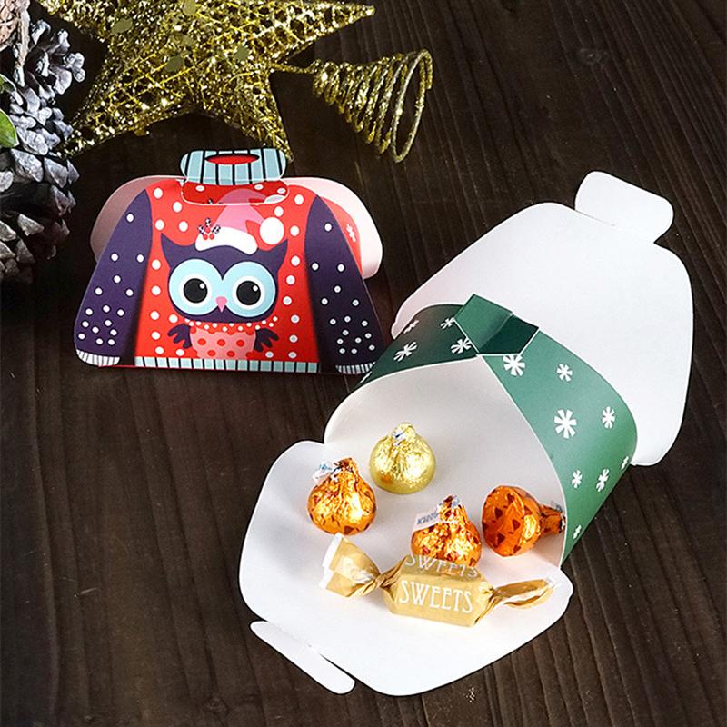 12Pcs 2024 Merry Christmas Cartoon Sweater Christmas Candy Box Kids Chocolate Gift Packaging Box Decor Year Party Supplies