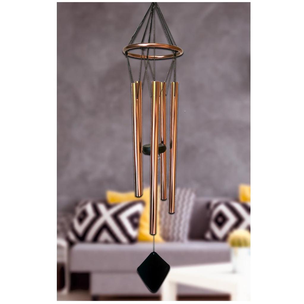 Les Trésors De Lily [A2340] - Copper 'Zen Attitude' Wooden Chime - 78x12 Cm