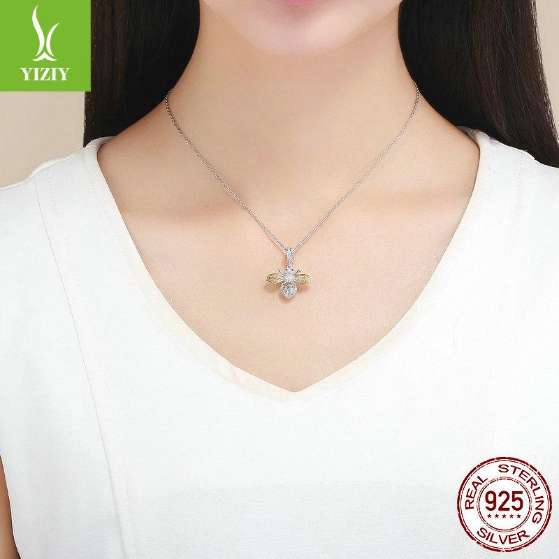 Кулон из стерлингового серебра 925 пробы Вечная пчела Покрытый белым золотом Модный кулон-ожерелье Scc1125