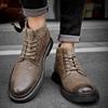 Модная мужская обувь с круглым носком, высоким верхом, из кожи, роскошного качества, минималистичного дизайна, для отдыха, бизнеса, офиса, осенне-зимние ботинки