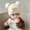 0-3Year Plush Ball Baby Knitted Hat Solid Color Beanie Hats Children Warm Cap  Baby Children Kids