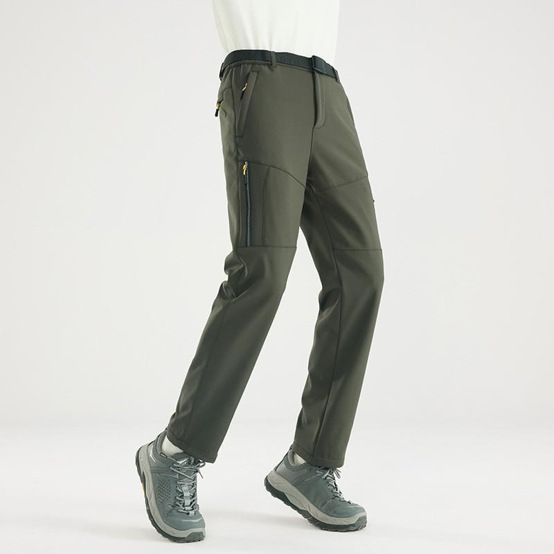 Mens Softshell Outdoor Pants With Fleece Lining Windproof Waterproof Hiking Climbing Trousers Winter