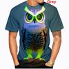 Fashion Printing Funny Owl 3D Men Casual Hip Hop T-Shirt Summer Cute Bird Pattern Short Sleeves Animal Tee