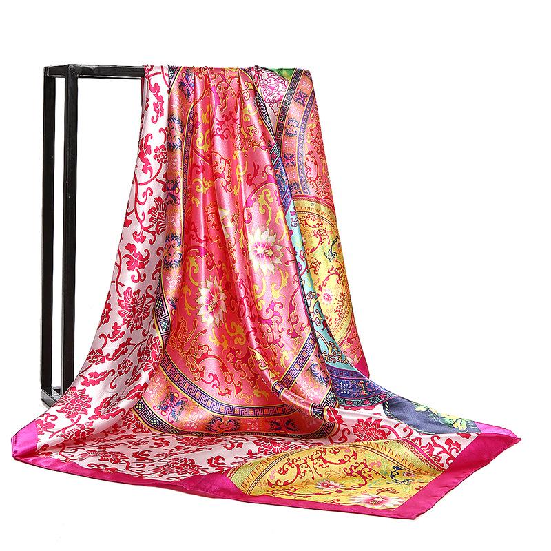 Vogue Foulard Satin Square Silk Scarf Scarfs High Quality 1PC 90*90cm Shawl Scarves Elegant Popular Women