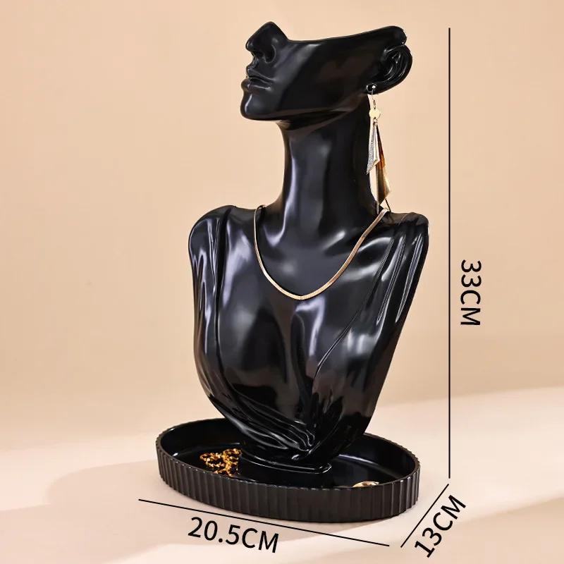 Portrait Neck Necklace Display Stand Jewelry Earrings Pendant Neck Model Plastic Mannequin for Showcase Window Display