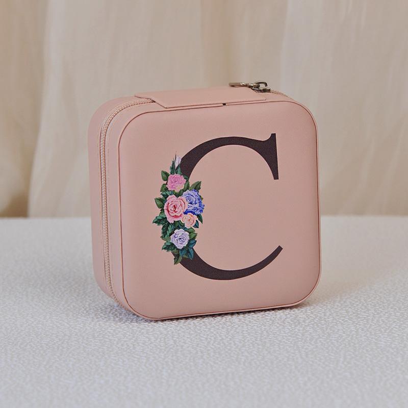 1PC Jewelry Boxes for Wedding Party Black Alphabet Personalized Pink Gift Box Jewellery Holder Jewelry Organizer Case