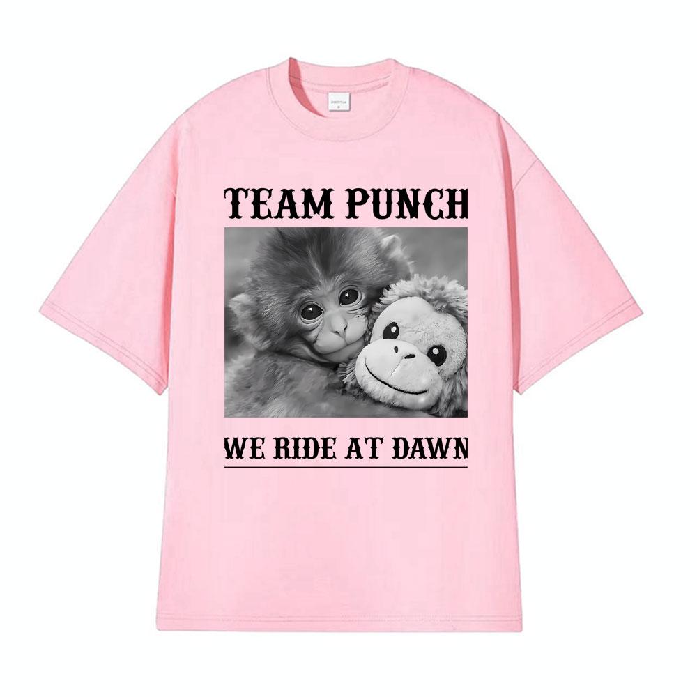 Team Punch Monkey We Ride At Dawn Graphic T Shirts Men Women Retro Fashion Gothic Tshirt Casual Short Sleeve T Shirt Streetwear