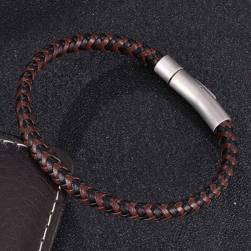 Mens Bracelets Leather Bracelets With Stainless Steel Button Clasps Cuff Bangles For Male Female Bracelets