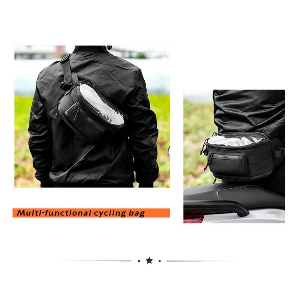 Motorcycle Waist Pack Expandable Front Handlebar Bag with Touchscreen Window for Navigation Large Capacity Storage