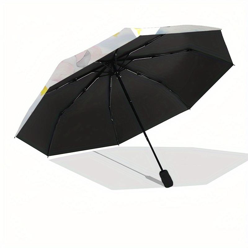 Bunny, Hippo Automatic folding umbrella simple eight rib design, bright color pattern, durable iron frame, ideal for travel and outdoor, be
