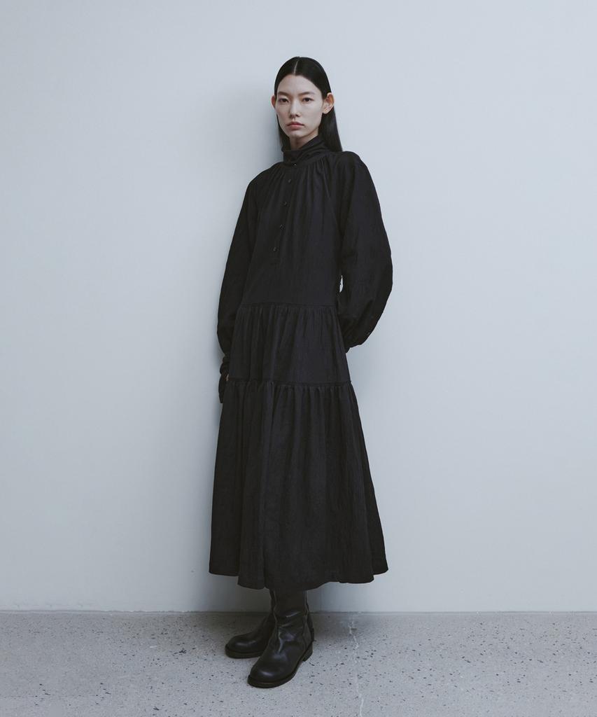 Youth Shirring Pullover Dress - Black