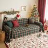 Christmas Plaid Couch Cover with Tassel Washable Sofa Covers Couch Furniture Protector Seat Slipcover Sofa Towel for Living Room