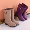 Spring Women's Thickened Outdoor Non-slip Waterproof Shoes Four Seasons Solid Color Round Toe Low-heel Non-slip Rain Boots