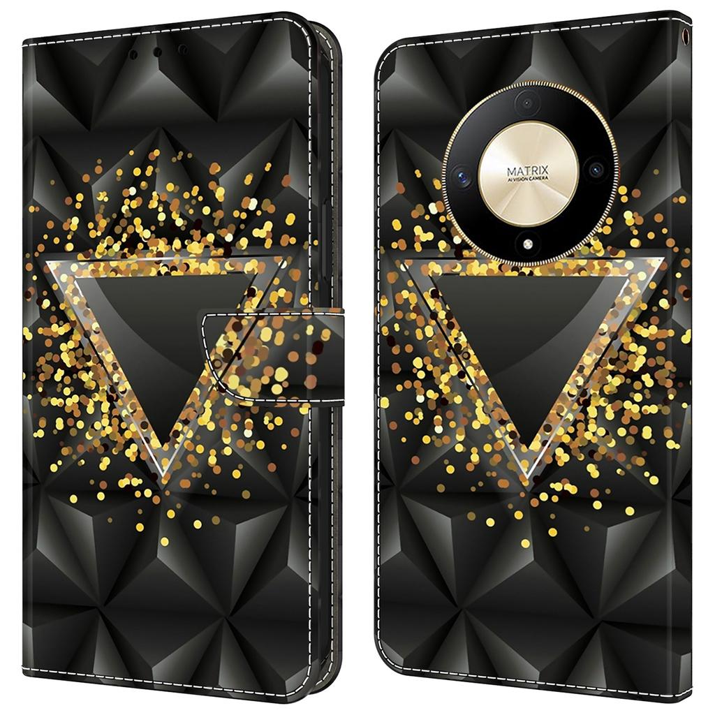 Для Honor Magic6 Lite 5G/X50 5G/X9b 5G Кожаный чехол с принтом и отделениями для карт/наличных, чехол для телефона