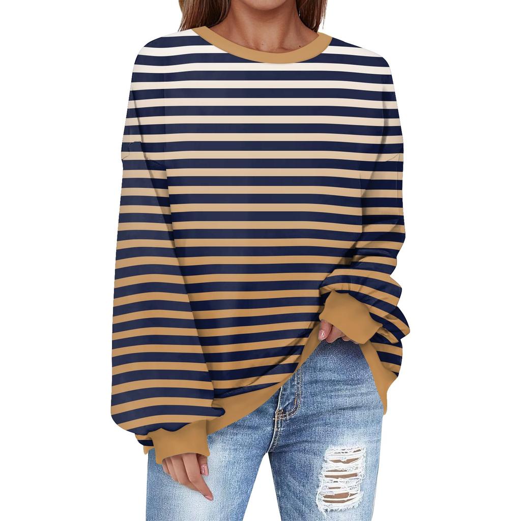 Толстовка большого размера для женщин с круглым вырезом и принтом, с длинным рукавом, толстовка