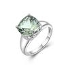 925 Sterling Silver Simple Design Ring with Natural Green Amethyst Cushion 10mm Fine Jewelry Women Nice Gift