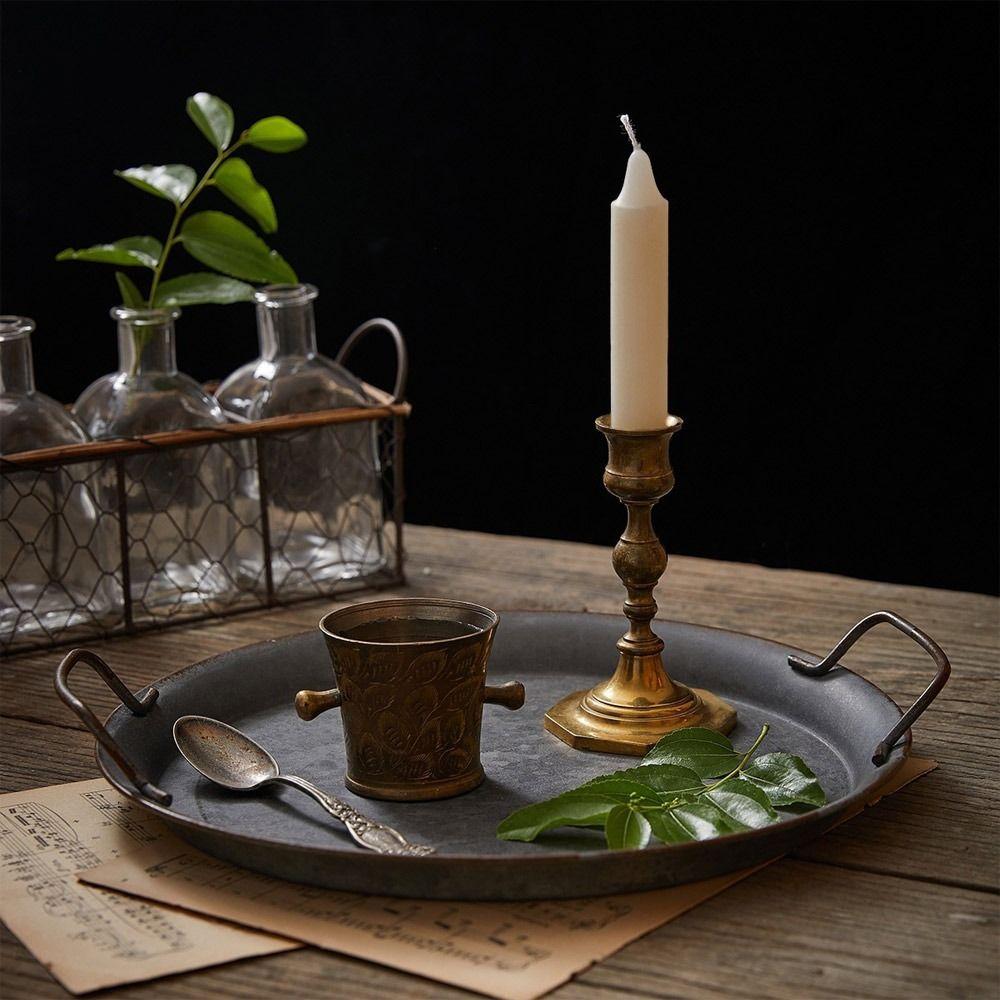 Декор Круглый Железный Ремесло Декоративный Поднос Хранение Поднос для Подачи Хлеба Подносы для Хлеба Ретро Металлическая Тарелка