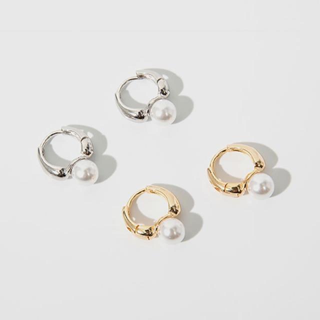 Simple Pearl Earrings 925 Sterling Silver Gold Silver Color Lucky Earrings Exquisite Jewelry For Girl