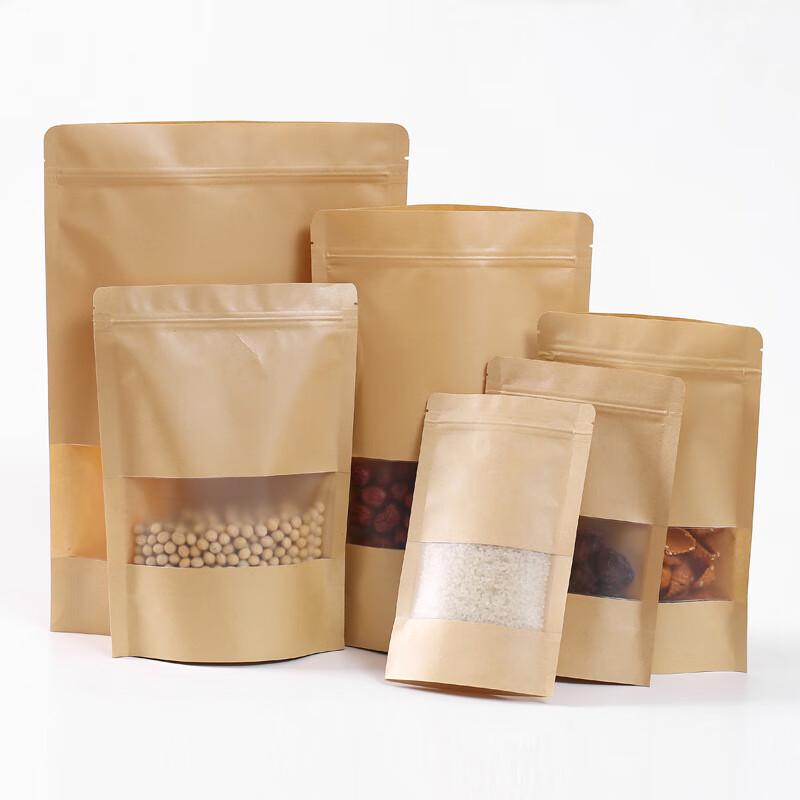 Kraft Paper Stand-Up Food Storage Bags with Frosted Window