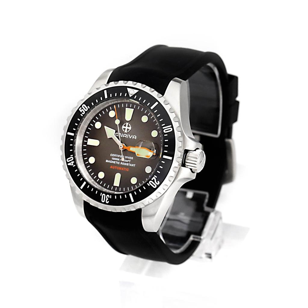 ENRIVA NH35 Спортивные дайверские часы, Автоматические, Отображение даты, Водонепроницаемость 1000 м, Сапфировое стекло, Мужские (Черный, ящик для инструментов в комплекте)