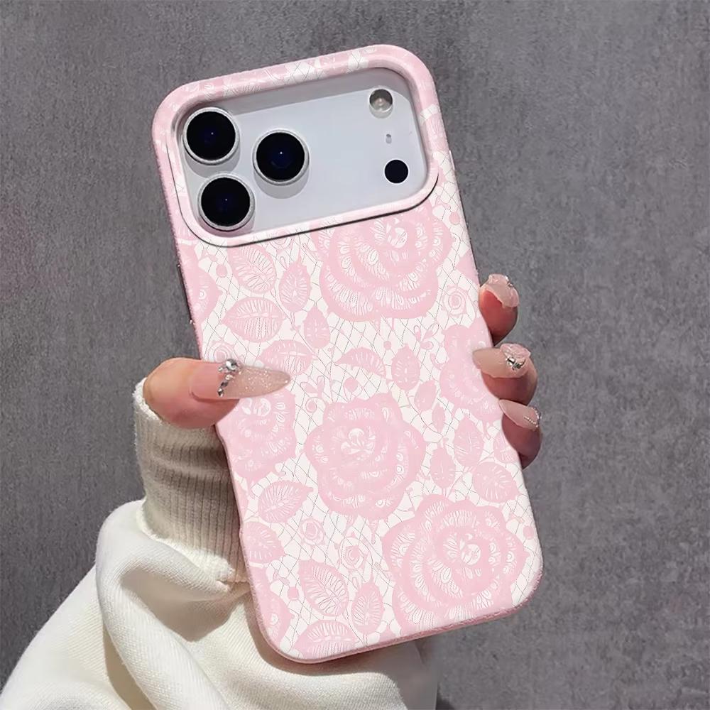 Чехол в кружевном стиле для iPhone 17 Pro Max 16 Pro 15 14 11 13 12 11 16E 17Air XR XS, текстура личи, мягкая крышка